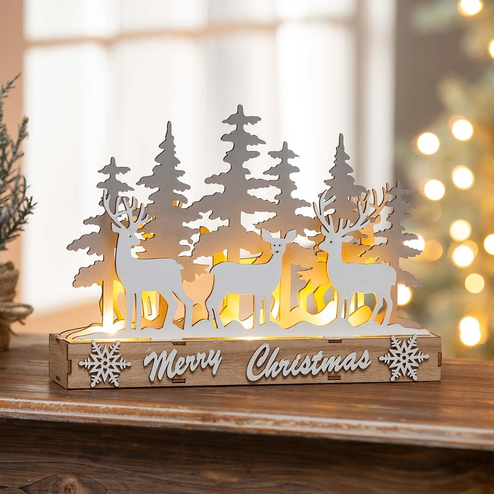 Merry Christmas Woodland scene table decor